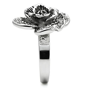 3W198 Rhodium Brass Ring with Top Grade Crystal in Clear