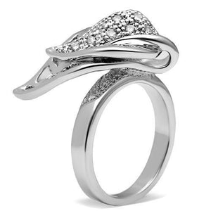 3W200 Rhodium Brass Ring with AAA Grade CZ in Clear