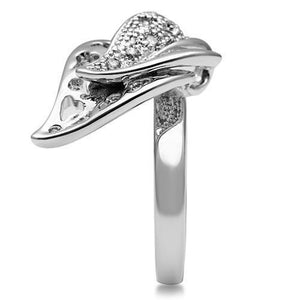 3W200 Rhodium Brass Ring with AAA Grade CZ in Clear