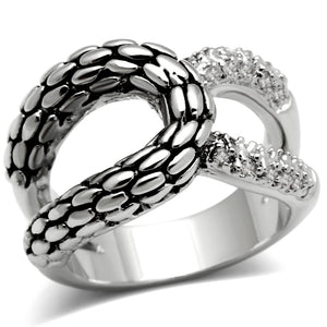 3W202 Rhodium Brass Ring with AAA Grade CZ in Clear - Joyeria Lady