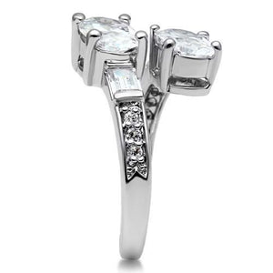3W203 Rhodium Brass Ring with AAA Grade CZ in Clear