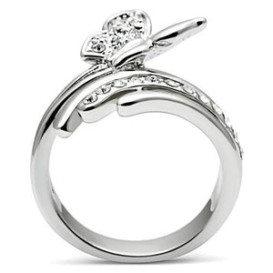 3W208 Rhodium Brass Ring with Top Grade Crystal in Clear