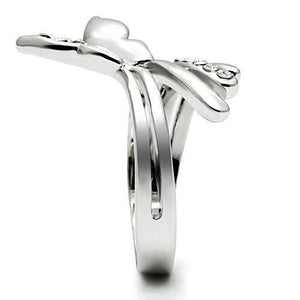 3W208 Rhodium Brass Ring with Top Grade Crystal in Clear