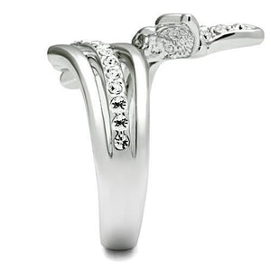3W208 Rhodium Brass Ring with Top Grade Crystal in Clear