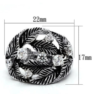 3W211 Rhodium Brass Ring with AAA Grade CZ in Clear