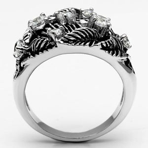 3W211 Rhodium Brass Ring with AAA Grade CZ in Clear