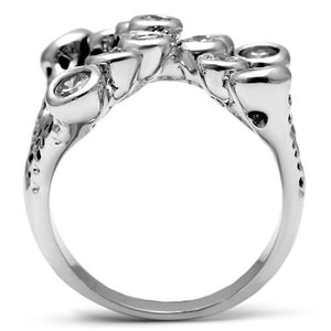 3W218 Rhodium Brass Ring with AAA Grade CZ in Clear