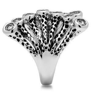 3W218 Rhodium Brass Ring with AAA Grade CZ in Clear