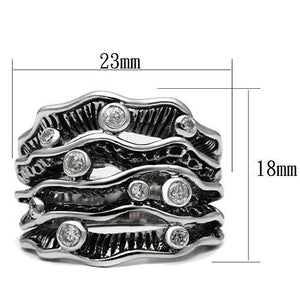 3W221 Rhodium Brass Ring with AAA Grade CZ in Clear