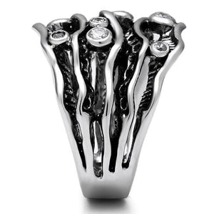 3W221 Rhodium Brass Ring with AAA Grade CZ in Clear