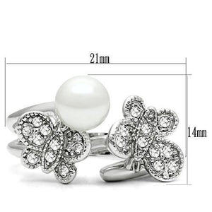 3W223 Rhodium Brass Ring with Synthetic in White