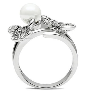 3W223 Rhodium Brass Ring with Synthetic in White