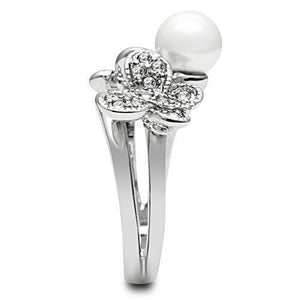 3W223 Rhodium Brass Ring with Synthetic in White