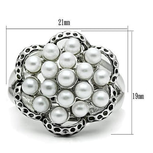 3W232 Rhodium Brass Ring with Synthetic in White