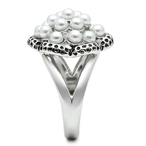 3W232 Rhodium Brass Ring with Synthetic in White