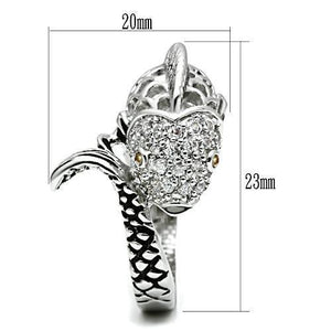 3W234 Rhodium Brass Ring with AAA Grade CZ in Champagne