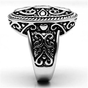 3W252 Rhodium Brass Ring with AAA Grade CZ in Clear