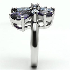 3W254 Rhodium Brass Ring with AAA Grade CZ in Multi Color