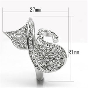 3W260 Rhodium Brass Ring with Top Grade Crystal in Clear