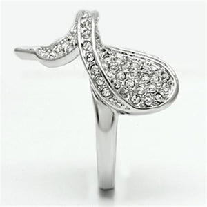 3W260 Rhodium Brass Ring with Top Grade Crystal in Clear