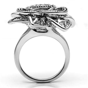 3W261 Rhodium Brass Ring with AAA Grade CZ in Clear