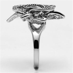 3W261 Rhodium Brass Ring with AAA Grade CZ in Clear