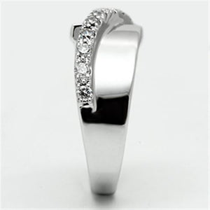 3W267 Rhodium Brass Ring with AAA Grade CZ in Clear