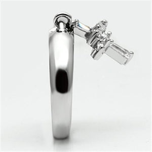 3W283 Rhodium Brass Ring with AAA Grade CZ in Clear