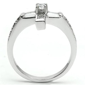3W288 Rhodium Brass Ring with AAA Grade CZ in Clear