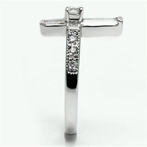 3W288 Rhodium Brass Ring with AAA Grade CZ in Clear