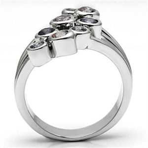 3W290 Rhodium Brass Ring with AAA Grade CZ in Multi Color