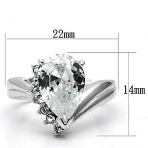 3W292 Rhodium Brass Ring with AAA Grade CZ in Clear