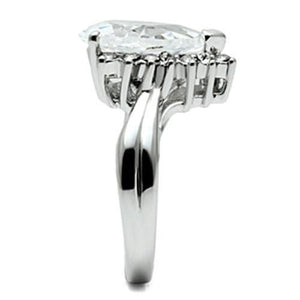3W292 Rhodium Brass Ring with AAA Grade CZ in Clear
