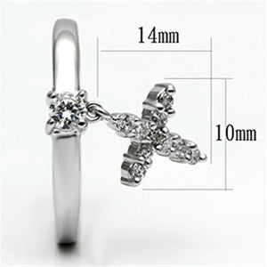 3W293 Rhodium Brass Ring with AAA Grade CZ in Clear