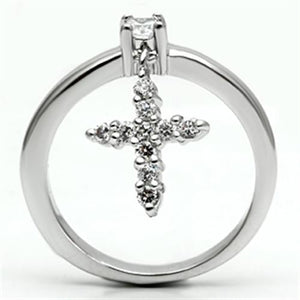 3W293 Rhodium Brass Ring with AAA Grade CZ in Clear