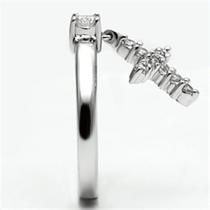3W293 Rhodium Brass Ring with AAA Grade CZ in Clear