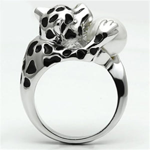 3W297 Rhodium Brass Ring with Synthetic in White