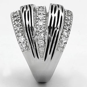 3W307 Rhodium Brass Ring with AAA Grade CZ in Clear