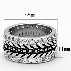3w315 Rhodium Brass Ring with AAA Grade CZ in Clear