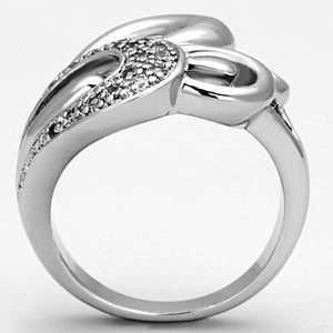3W325 Rhodium Brass Ring with AAA Grade CZ in Clear