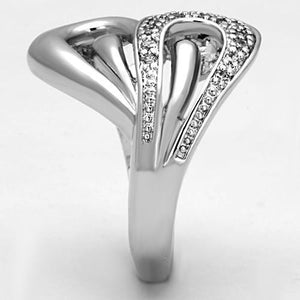 3W325 Rhodium Brass Ring with AAA Grade CZ in Clear