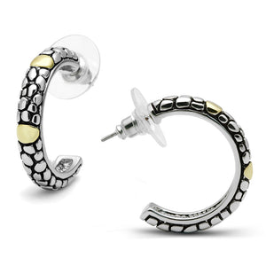 3W335 Reverse Two-Tone Brass Earrings with Epoxy in Jet - Joyeria Lady