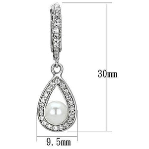 3W344 Rhodium Brass Earrings with Synthetic in White