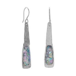 Oxidized Textured Ancient Roman Glass Earrings - Joyeria Lady