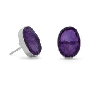 Oval Amethyst Studs - Joyeria Lady