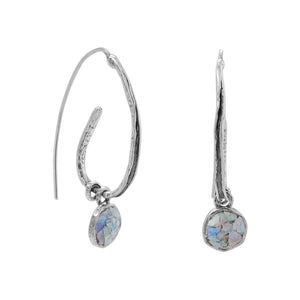 Oxidized Coil Design Ancient Roman Glass Earrings - Joyeria Lady
