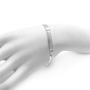 Charming Sterling Silver Engravable Brushed Center Cuban I.D. Bracelet