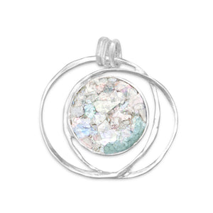 Open Wire Design Ancient Roman Glass Pendant - Joyeria Lady