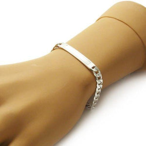 Charming Sterling Silver Engravable Brushed Center Cuban I.D. Bracelet