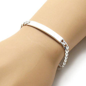 Classic 7mm (180 Gauge) Sterling Silver Cuban Link ID Bracelet with Engravable Plate. Available in 2 Lengths.